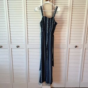 Blue Printed Pant Leg Romper